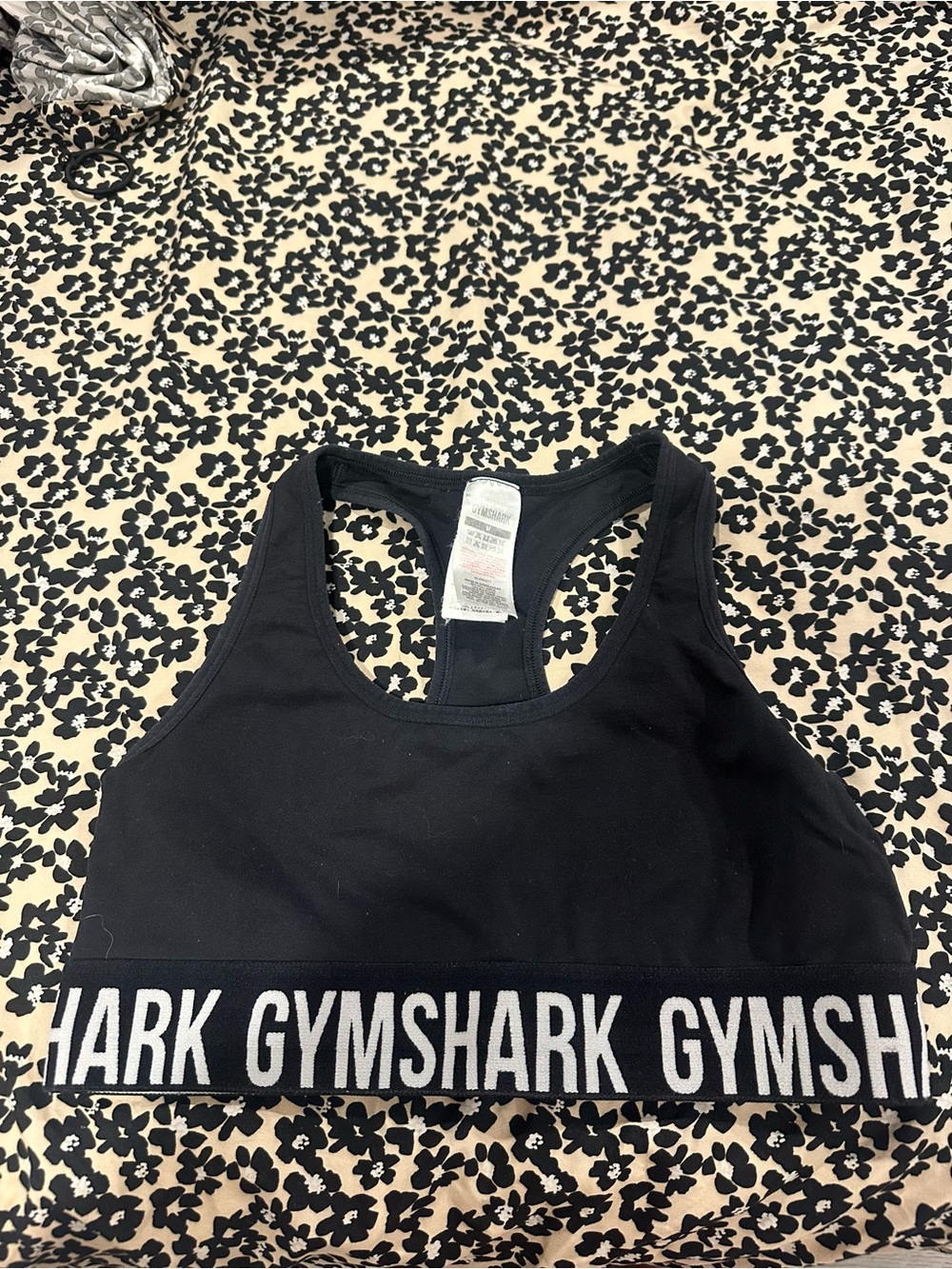 Gymshark Black Racerback Sports Bra with Branded Elastic